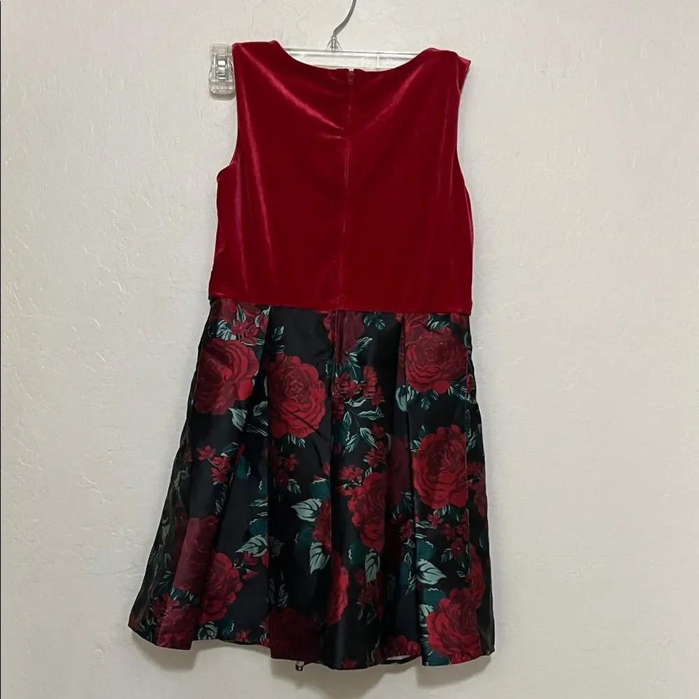 The Children’s Place Big Girls’ Red Black Floral Dress Holiday Party Birthday